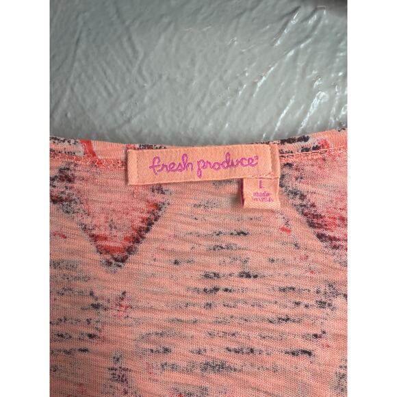 Fresh Produce Cotton Tunic Top Scoop Neck Neutral Ikat Bohemian Casual Sz Large - Picture 3 of 5